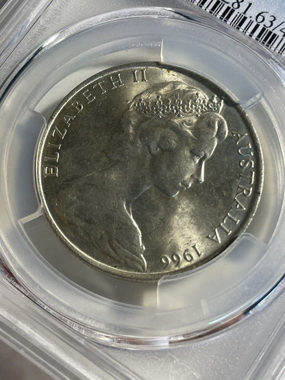 1966 round 50c Fifty cents Graded PCGS Ms63 UNC 80% silver Random Cert