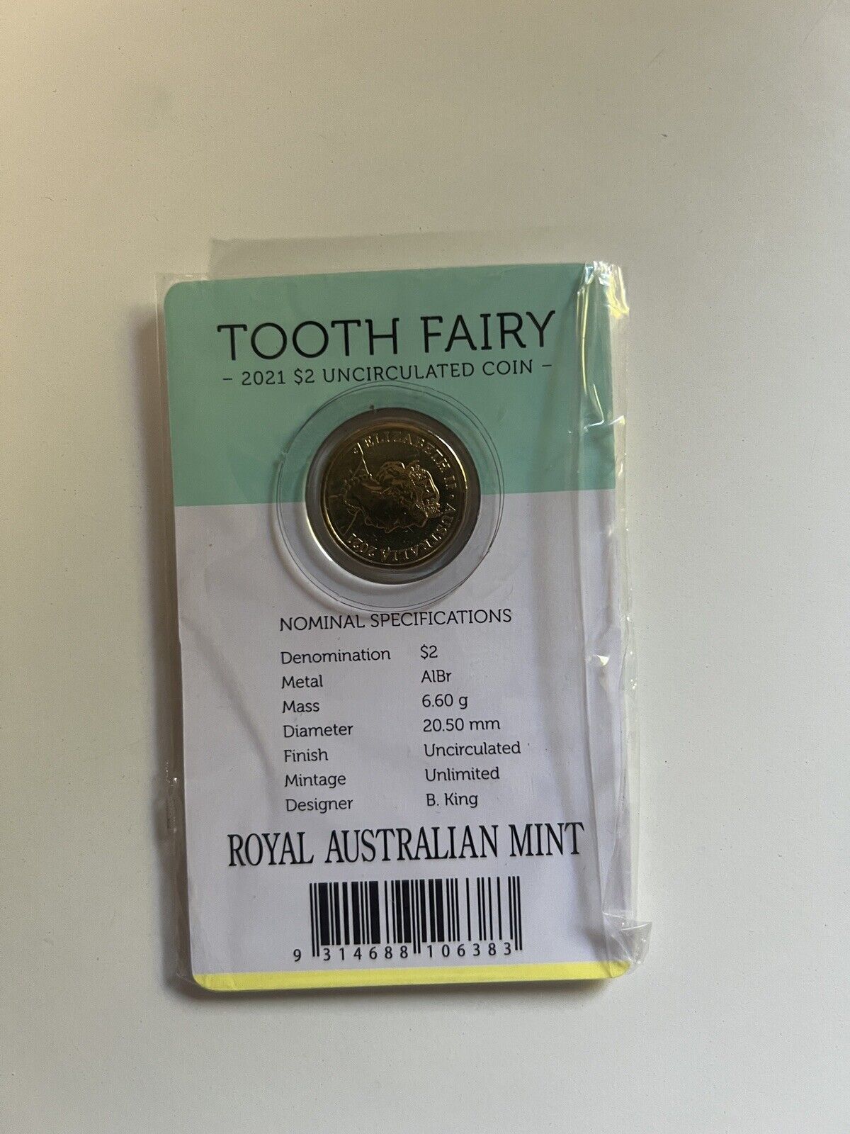 1x 2020 1x 2021 & 1x 2022 & 1x 2023 TOOTH FAIRY $2 COINS CARDED RAM