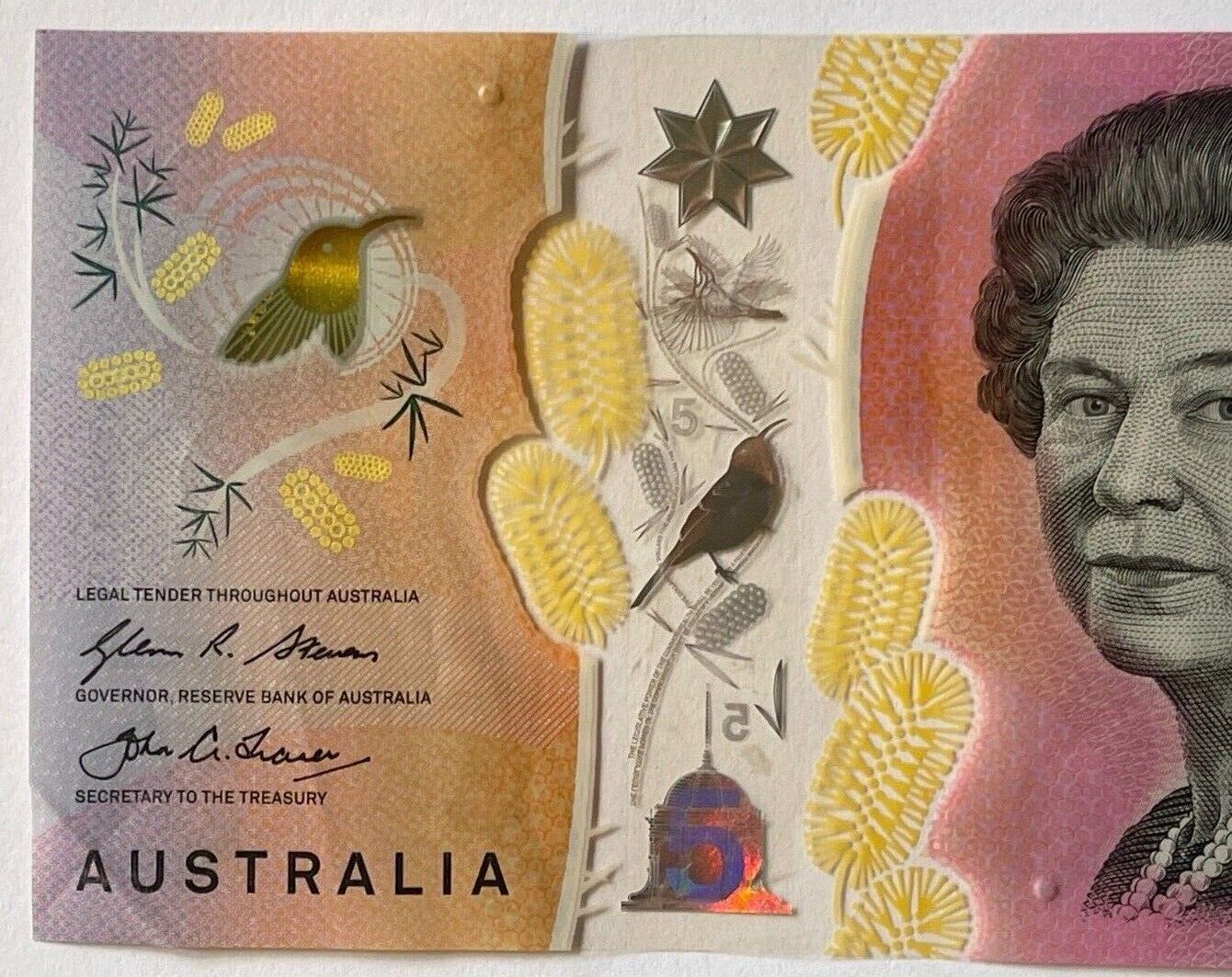 5 dollar note Australia 2016 "607706" RADAR serial