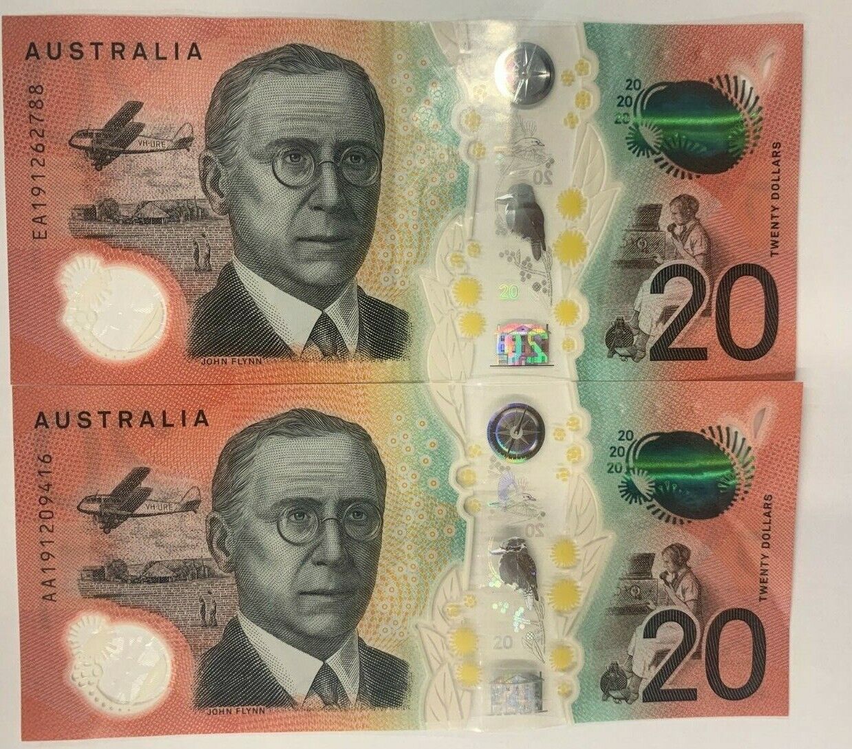 20 dollar Australian 2019 LOWE/GAETJENS AA19/EA19 First and Last PREFIX SET