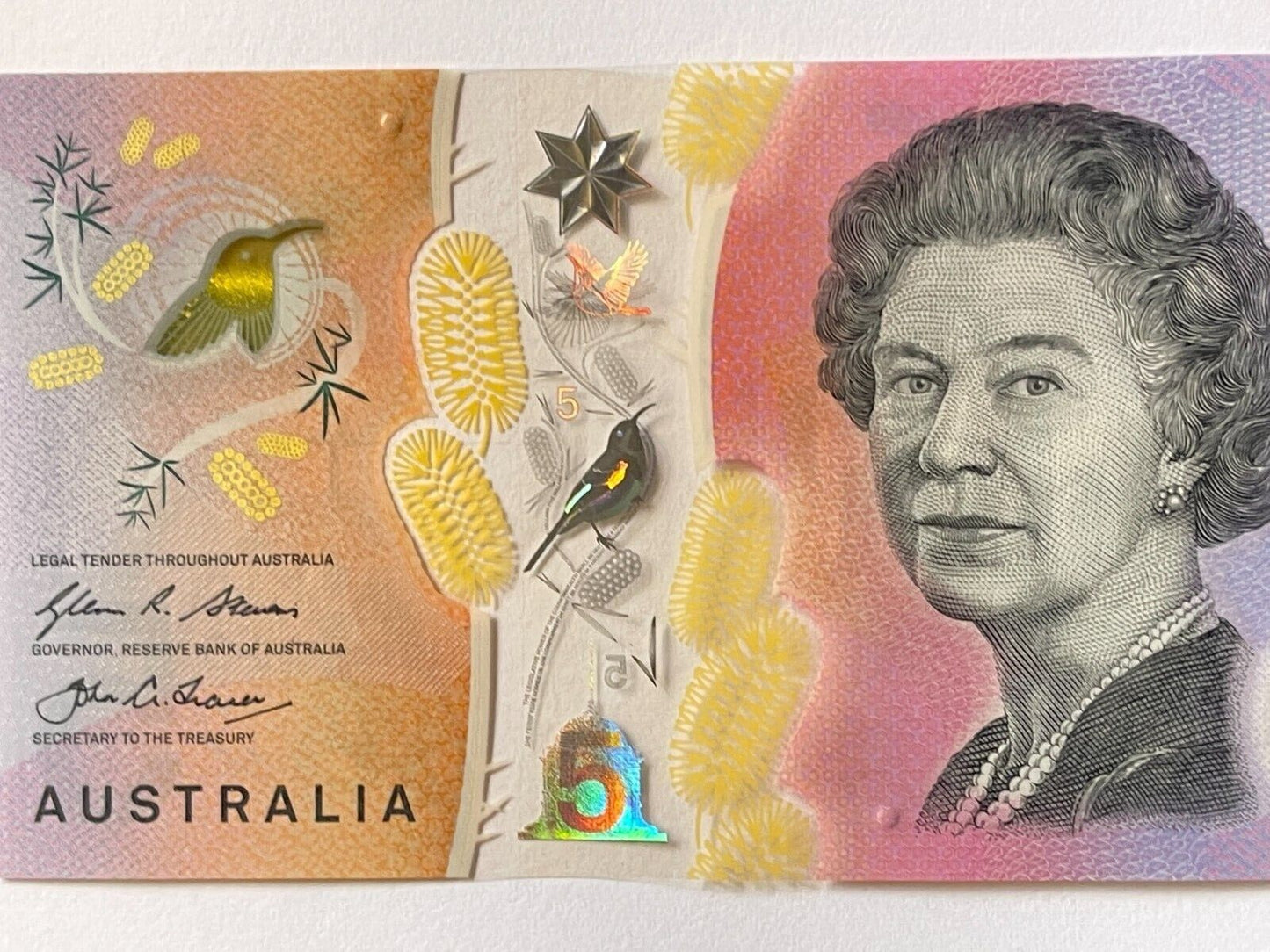 5 dollar note Australia 2016 "310013" RADAR serial