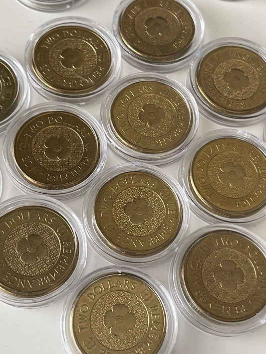 UNC 2012 $2 GOLD POPPY REMEMBRANCE DAY AUSTRALIAN TWO DOLLAR COIN EX BAG / ROLL