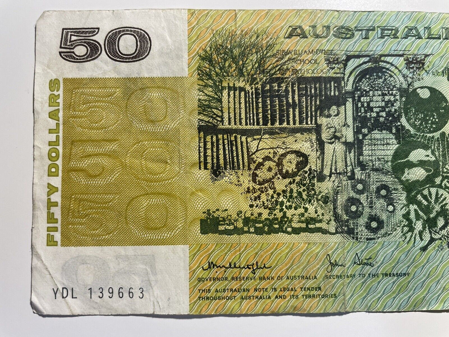 1979 Knight/ Stone $50 Fifty Dollars Australia YDL Prefix Paper Bank Note Circ