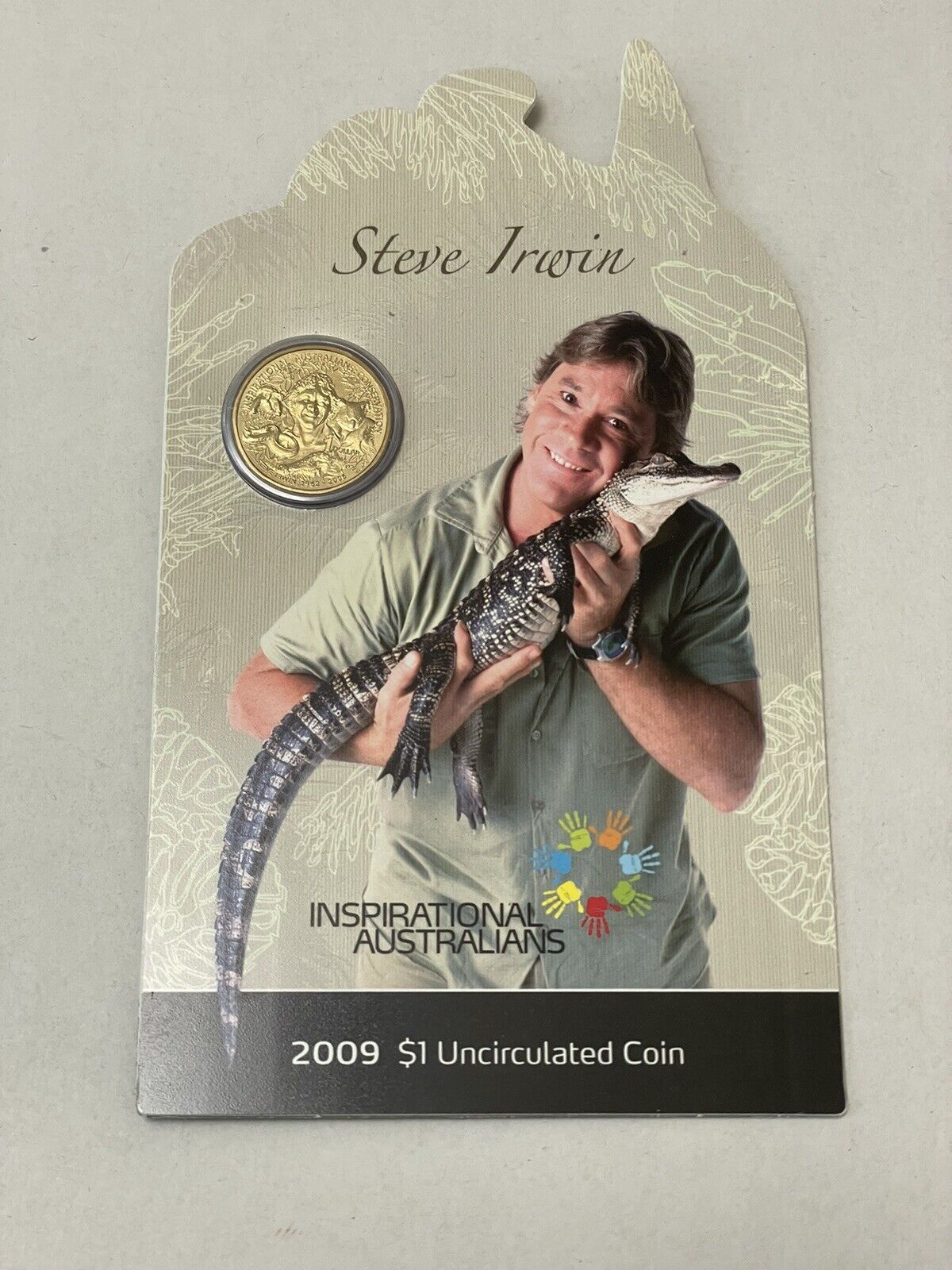 2009 Australia $1 Unc Inspirational Australians Steve Irwin Coin-Original Card