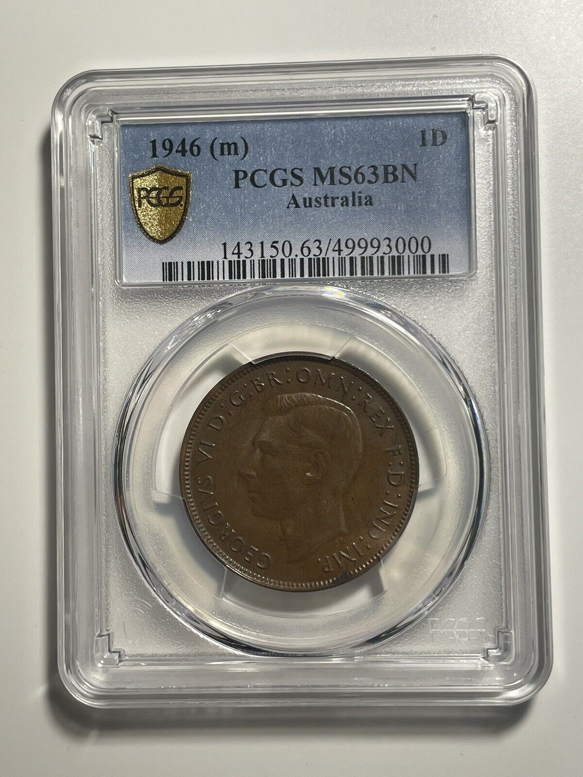 Key Date Australia 1946 KGVI Penny PCGS Graded MS63BN Choice UNC Rare CV=$4500