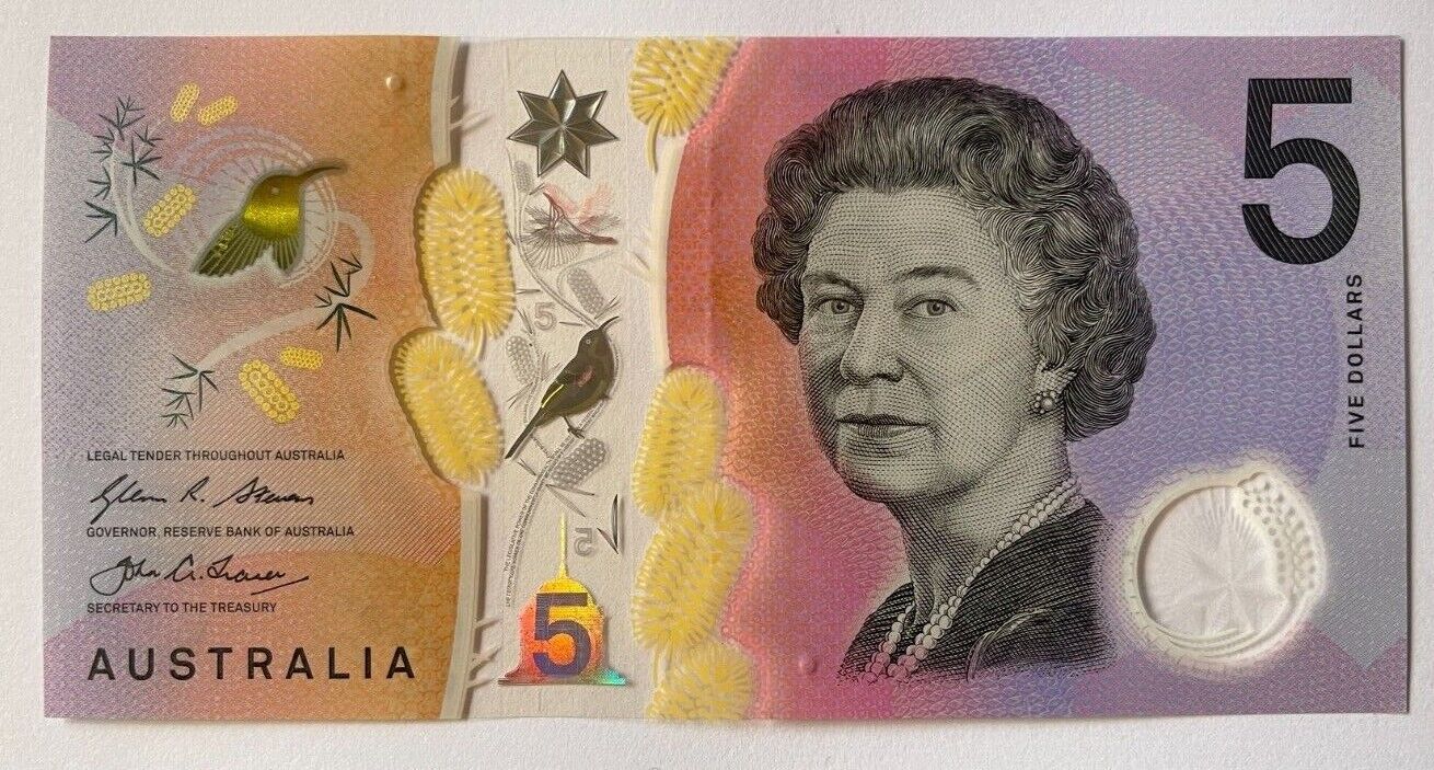 5 dollar note Australia 2016 "6309036" RADAR serial