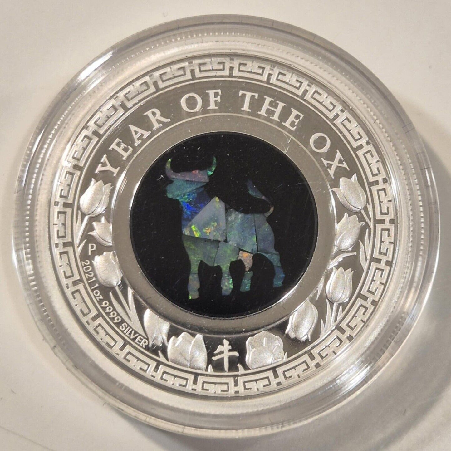 Australia 2021 Year of the Ox Opal 1oz Silver 999 Proof Perth Mint Coin