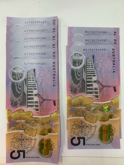 2019 5 Dollar Notes Australian a/unc