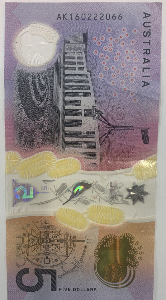 5 dollar note Australia 2016 RADAR "6022206"