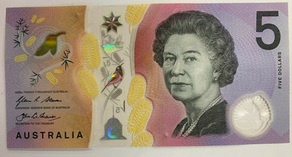 5 dollar note Australia 2016 "88688" Radar Serial