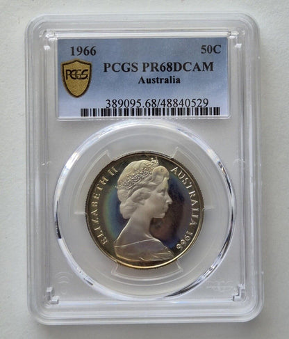 Australia 1966 50c Fifty Cents Proof PCGS Graded PR68DCAM Scarce