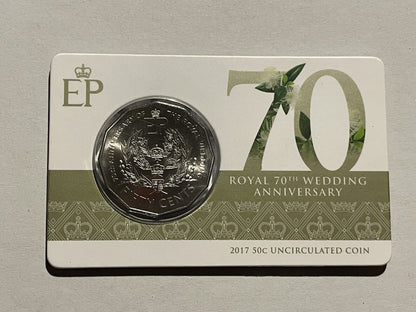 2017 Royal 70th Wedding Anniversary 50c Coin - Queen Elizabeth & Prince Philip