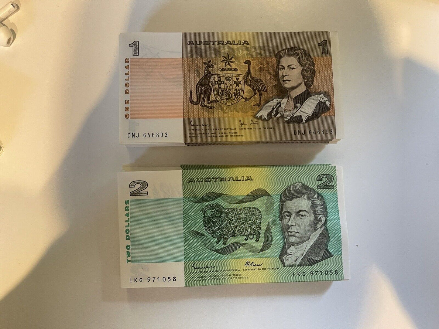 Australia $1 One, $2 Two, $5 Five NOTES -  ONE OF EACH NOTE Bank Bundle UNC