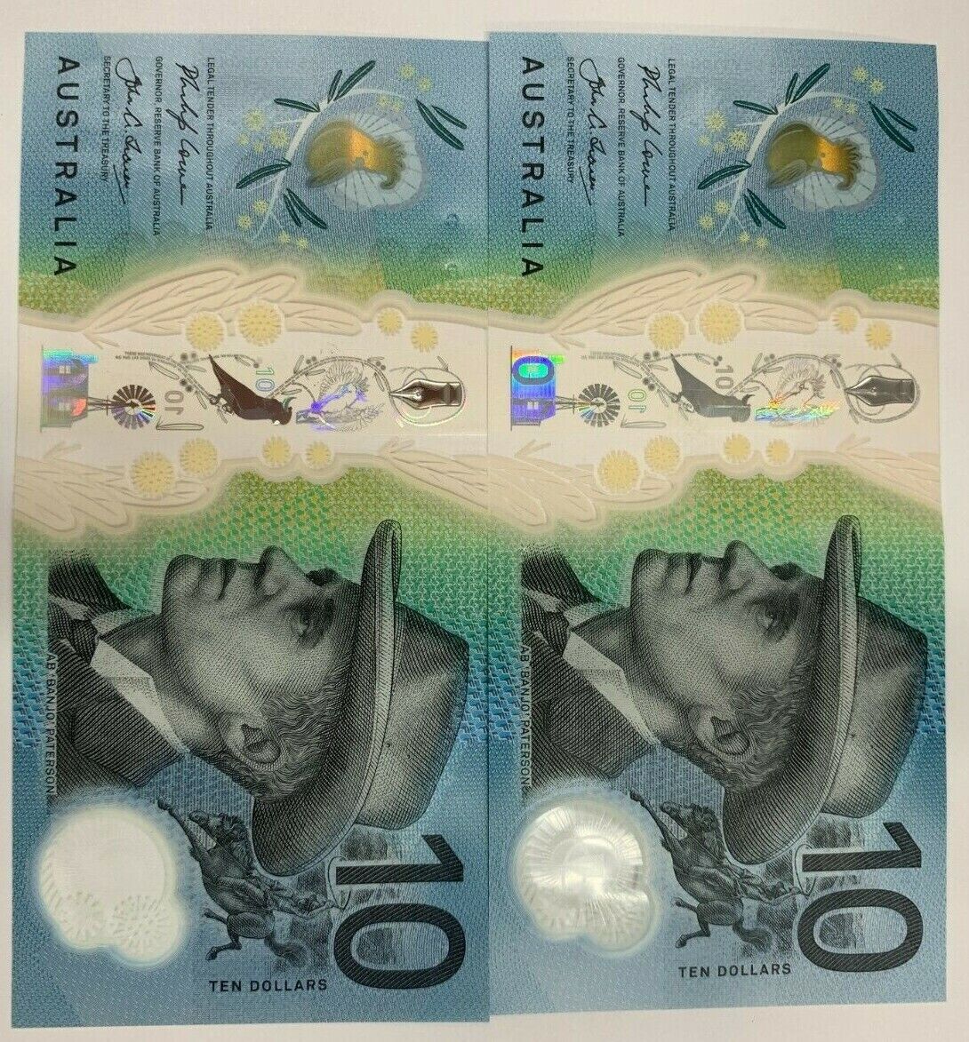 10 dollar note Australian 2017 AB & AC Prefix Identical Serials