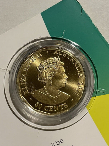 2022 Australian Commonwealth Games 50c Gold Plated Coin RAM Card UNC