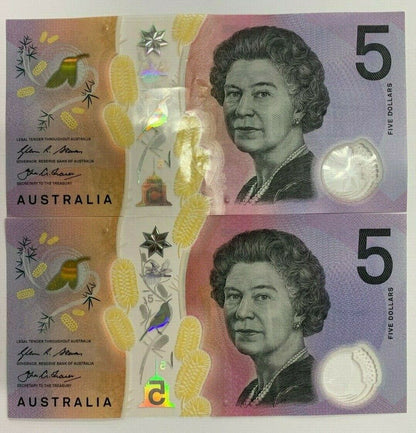 5 dollar note Australia 2016 RADAR "16077061" and "160770061"