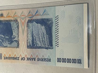 Zimbabwe 100 Trillion Dollars 2008 Banknote UNC Uncirculated AA P91 Authentic