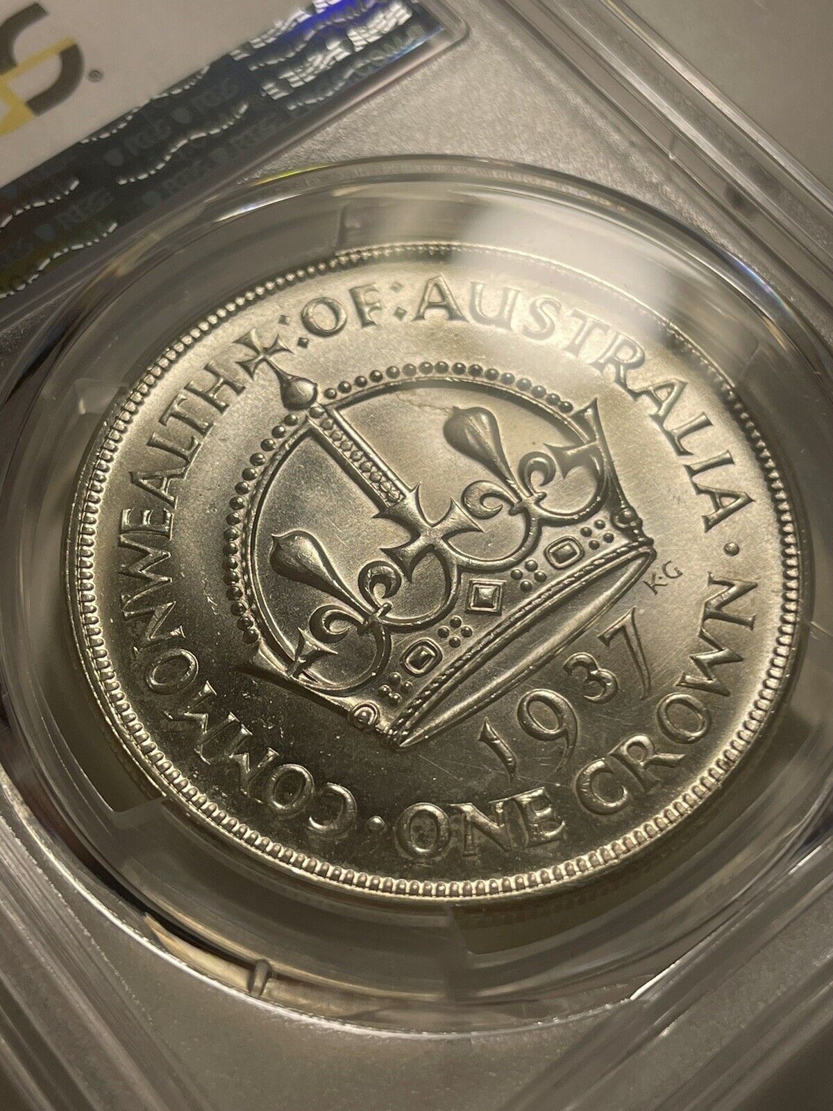 Australia 1937 Crown Five Shillings 5/- Large Silver Coin PCGS Graded MS64