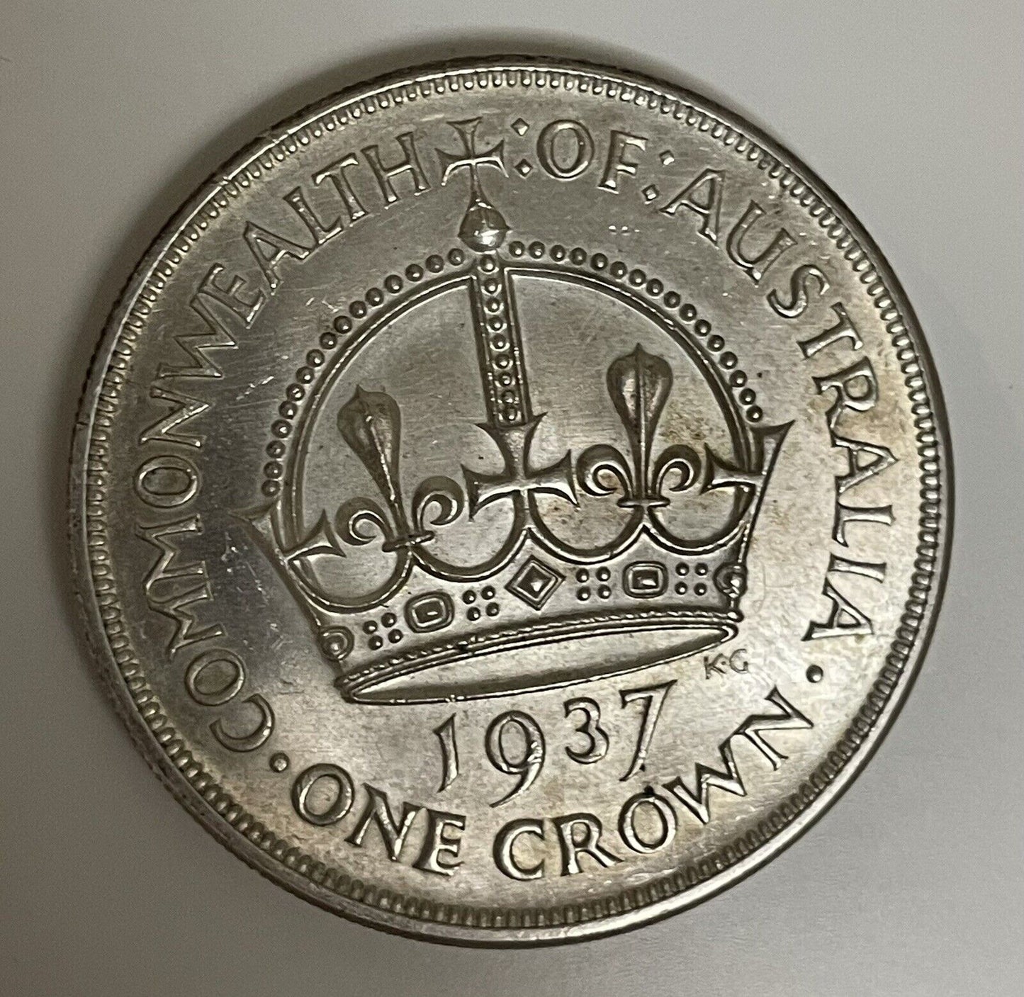 Australia UNC 1937 Crown Sterling Silver Five Shillings 5/- Large Coin Scarce