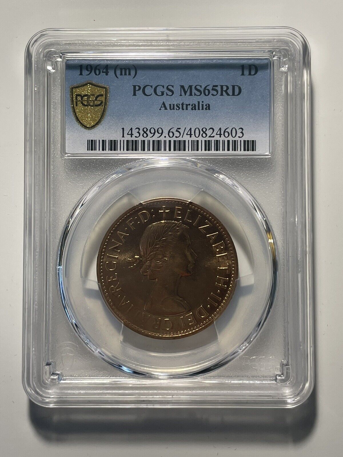 1964m Australia 1d One Penny Coin PCGS Graded MS65RD Red