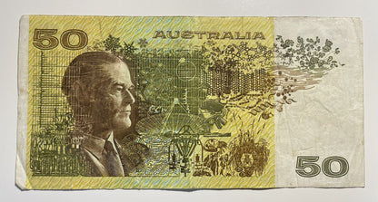 1979 Knight/ Stone $50 Fifty Dollars Australia YDT Prefix Paper Bank Note Circ