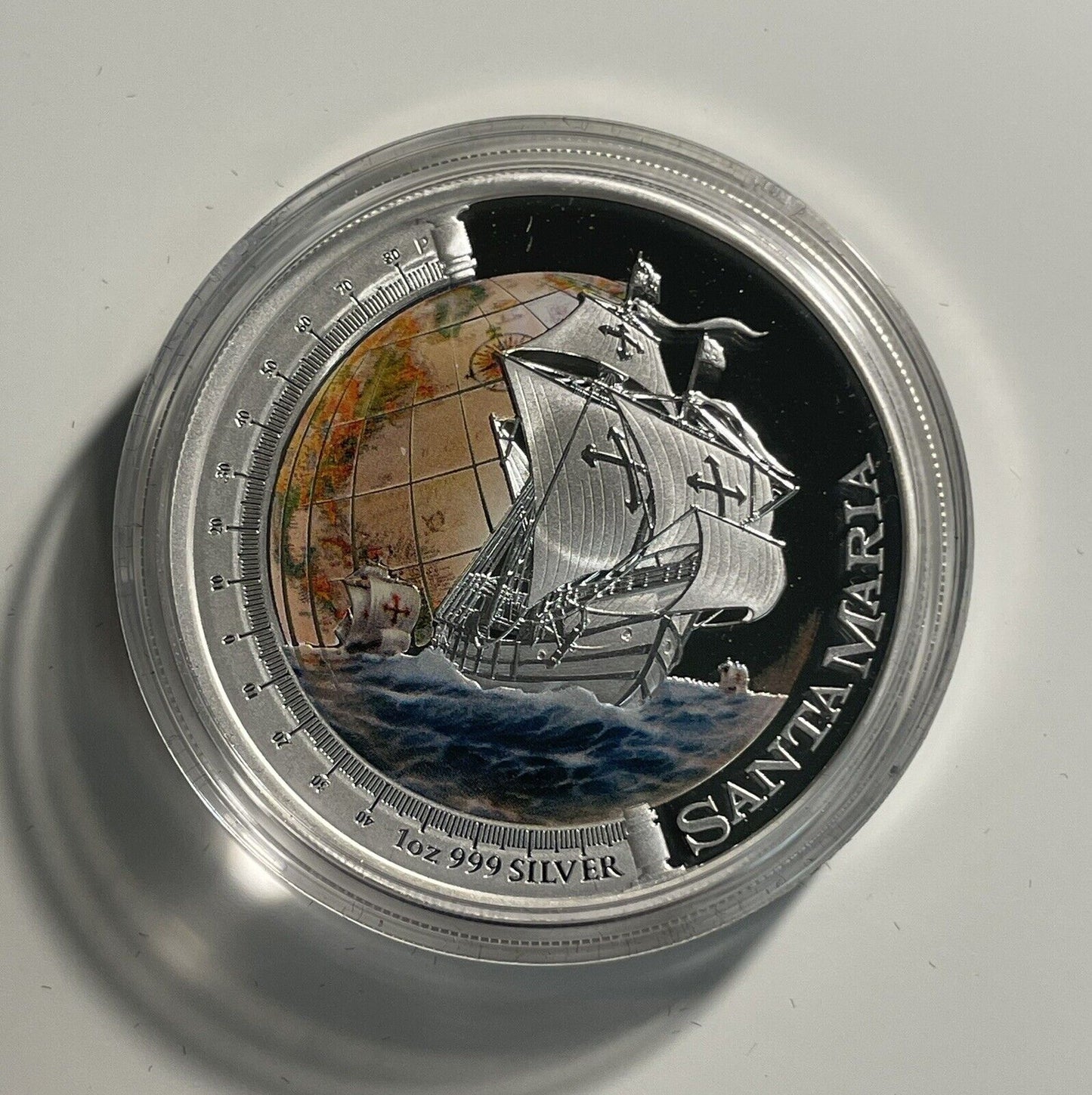 2011 $1 SHIPS THAT CHANGED THE WORLD SANTA MARIA 1OZ SILVER PROOF COIN & CASE