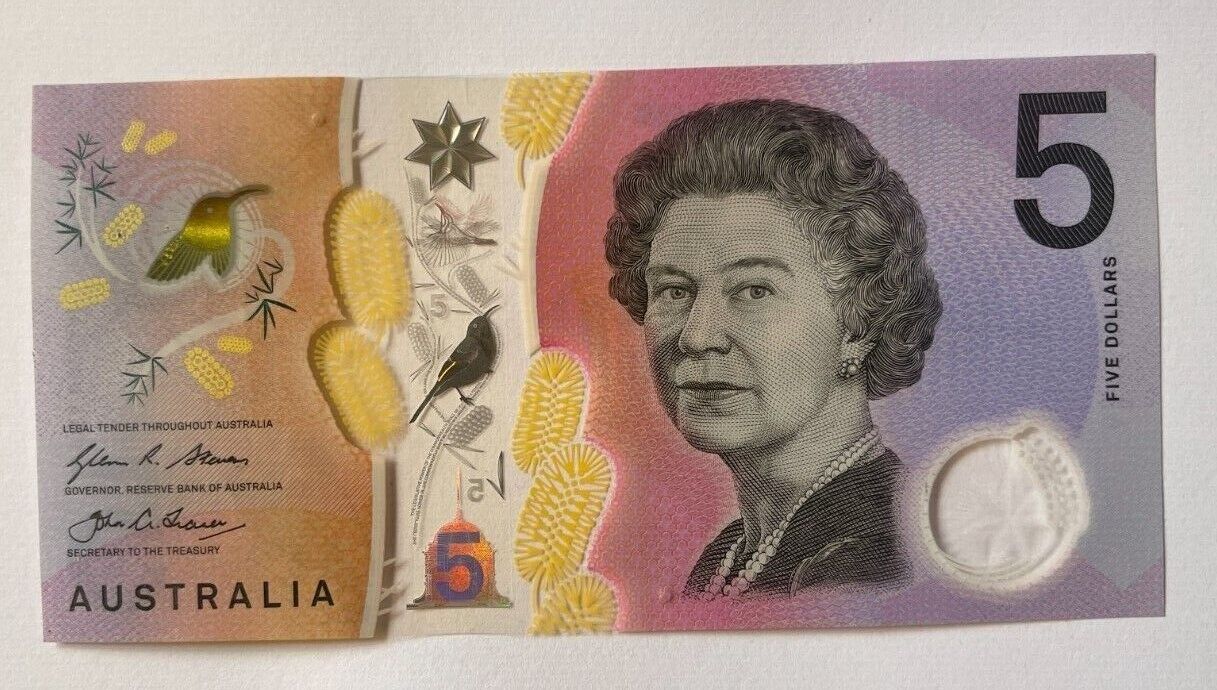 5 dollar note Australia 2016 "638836" RADAR serial