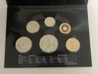 2021  Aust 6 Coin UNC coin set Aboriginal Flag $2 Two Dollars 2021 MOR $1