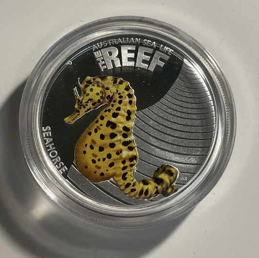 2010 Australian Sea Life THE REEF   Sea Horse 1/2 oz Silver PROOF Coin