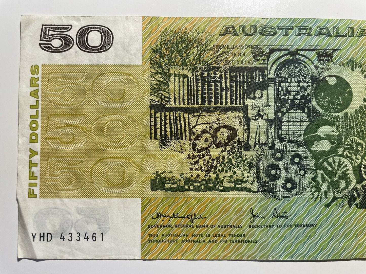 1979 Knight/ Stone $50 Fifty Dollars Australia YHD Prefix Paper Bank Note Circ