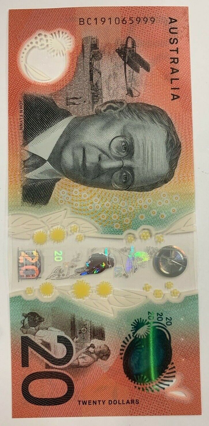 20 dollar note 2019 Australia "999" Serial Lowe/Gaetjens