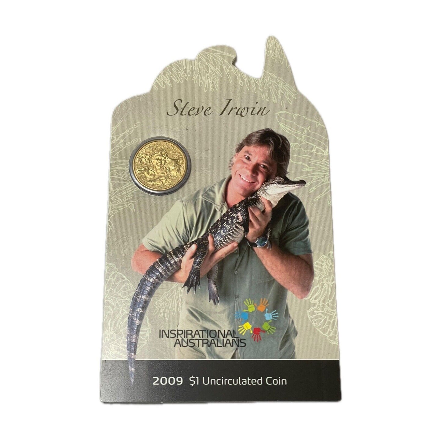 2009 Australia $1 Unc Inspirational Australians Steve Irwin Coin-Original Card