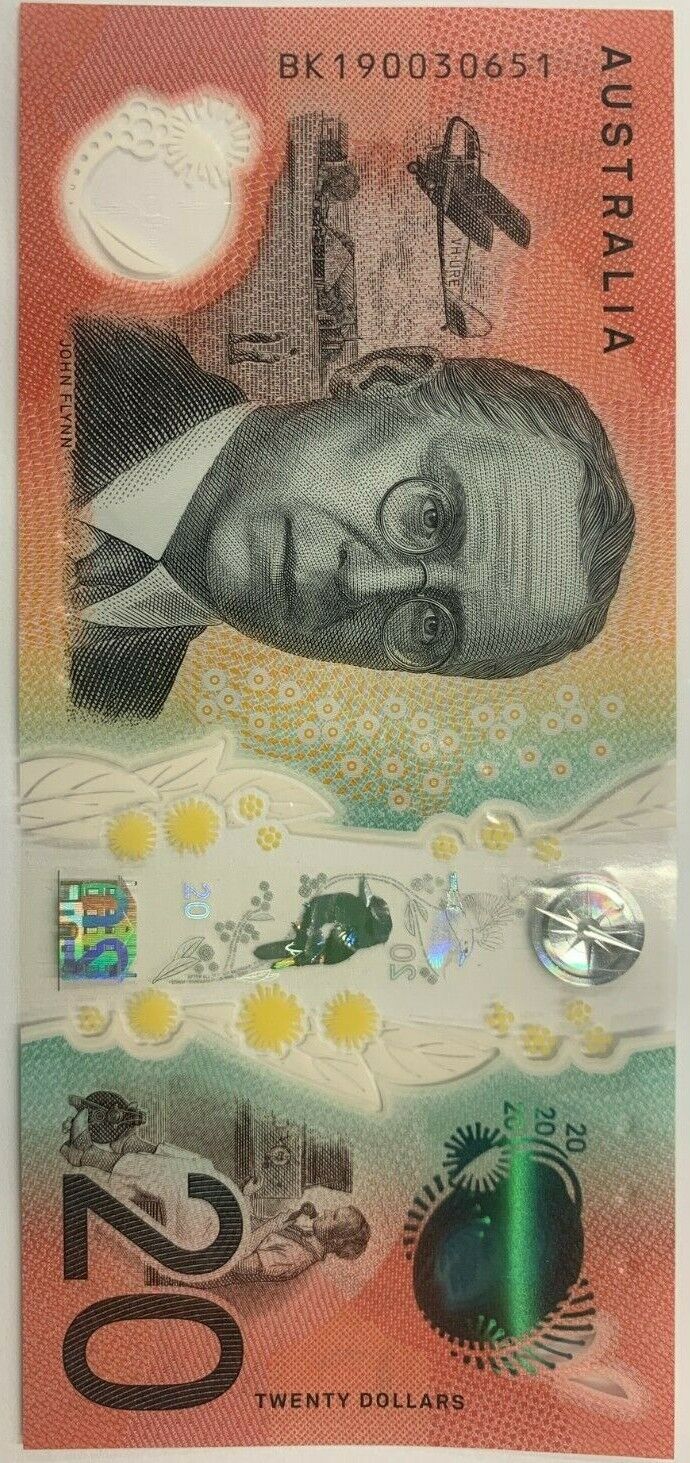 20 dollar note Australia 2019 LOWE/FRASER BK Serial