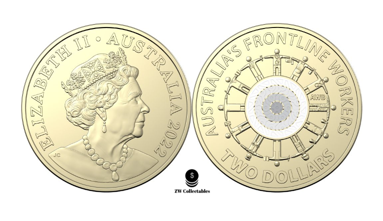 Australia 2022 $2 Two Dollar coloured coin Frontline Workers UNC X4