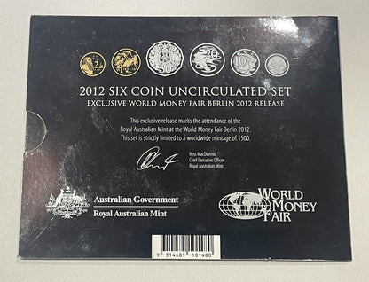 2012 UNC WMF WORLD MONEY FAIR BERLIN MINT SET Hyper-metallic Coloured 50c Coin