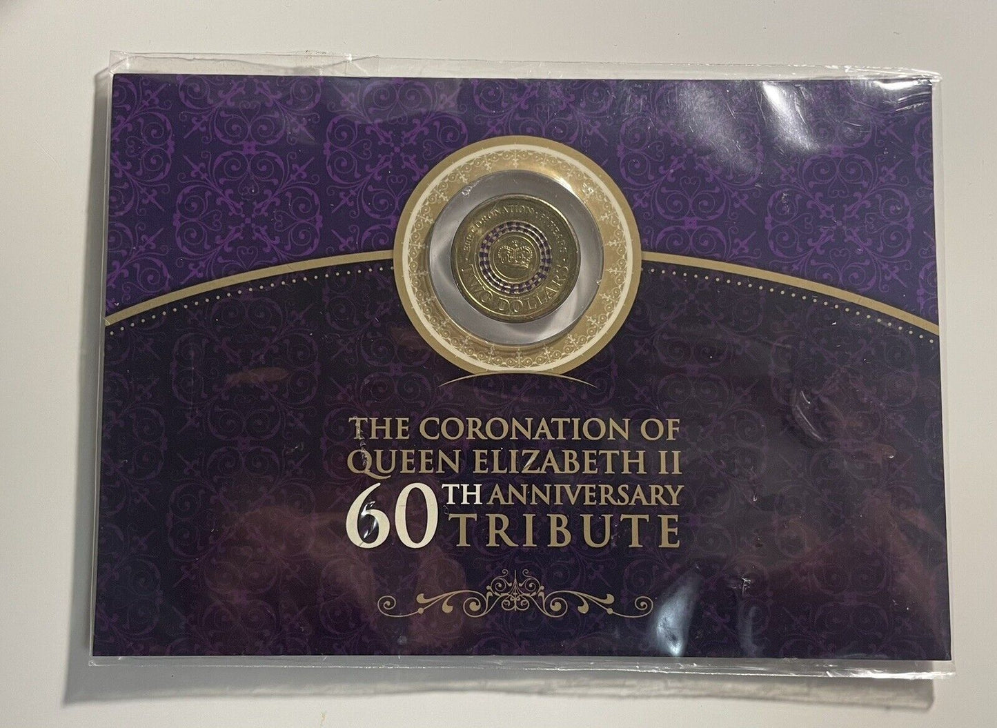 2013 Purple Coronation $2 Two Dollars UNC Coin on Downies Sherwood Card