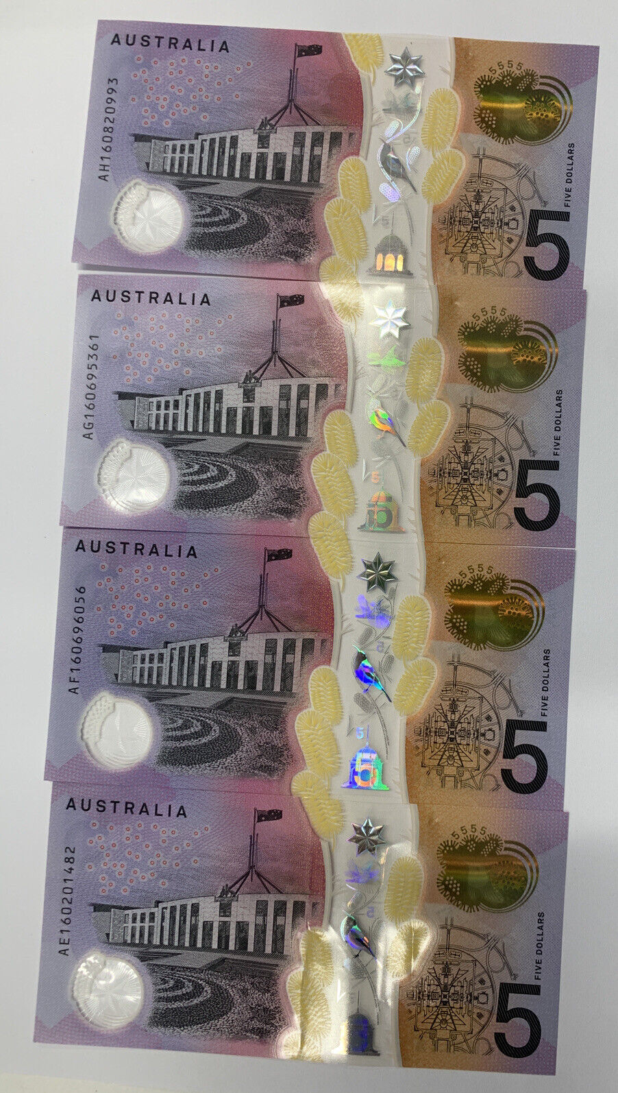 2016 5 Dollar Note Australia A Serial AA-AK FULL SET “160”