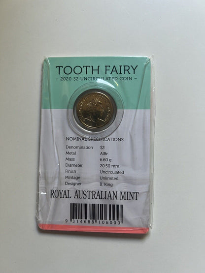 1x 2020 1x 2021 & 1x 2022 & 1x 2023 TOOTH FAIRY $2 COINS CARDED RAM