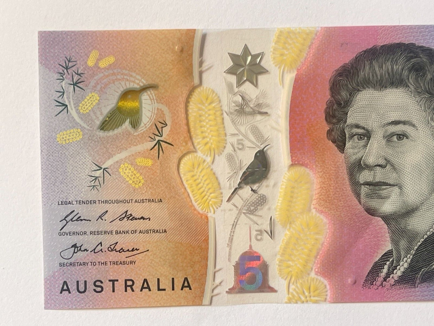 5 dollar note Australia 2016 "127721" RADAR serial