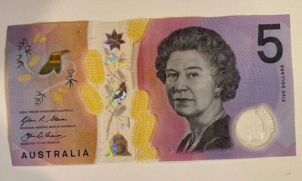 5 dollar note Australia 2016 "638836" RADAR serial