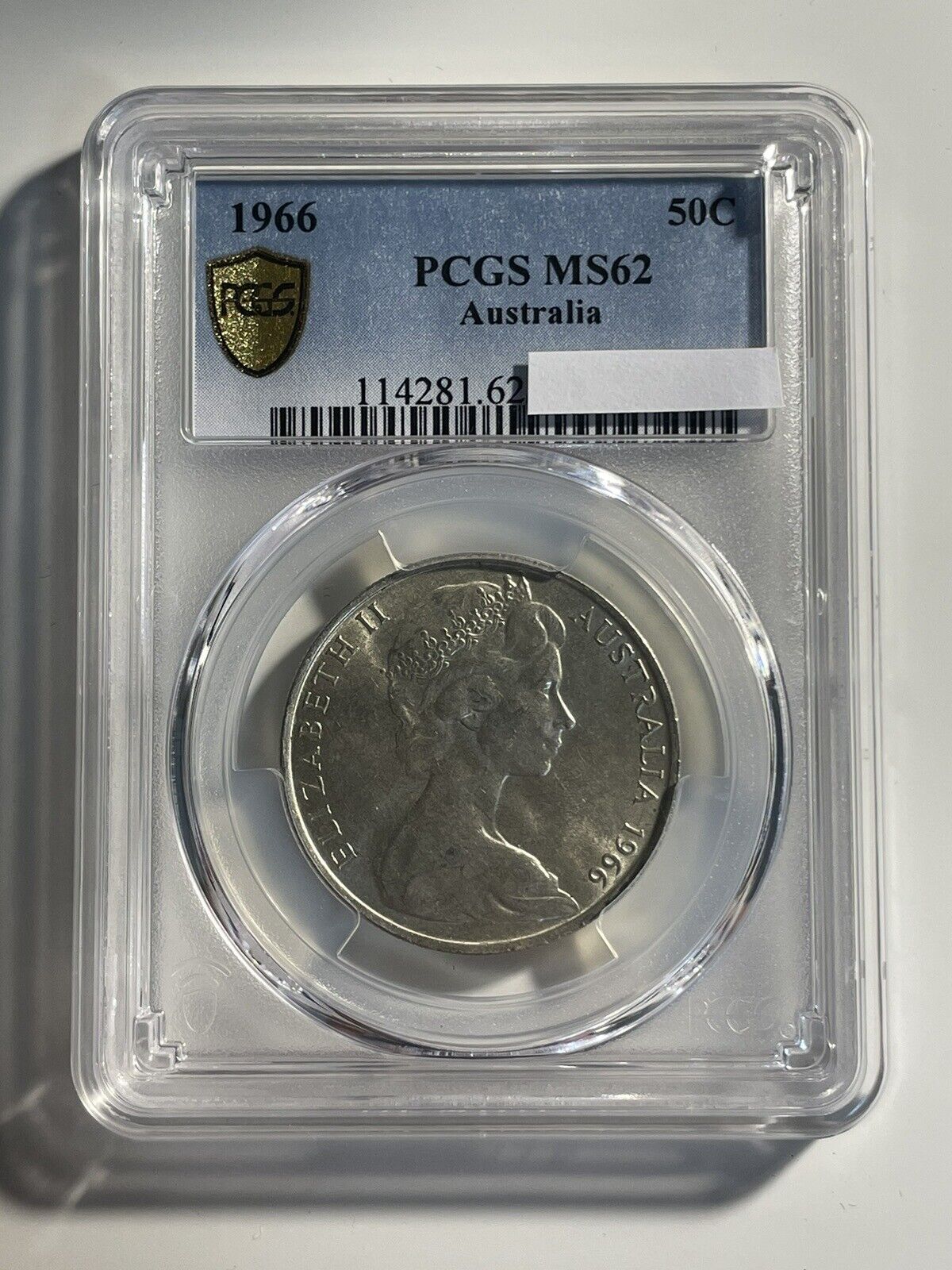 1966 round 50c Fifty cents Graded PCGS Ms62 UNC 80% silver Random Cert