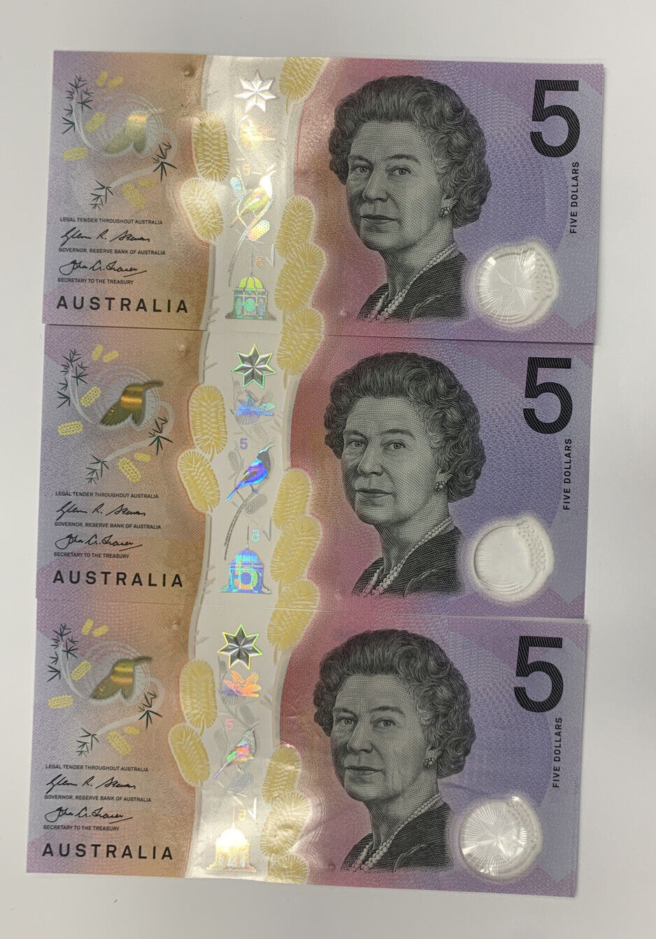 2016 5 Dollar Note Australia A Serial AA-AK FULL SET “160”