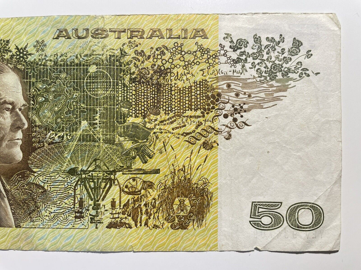 1979 Knight/ Stone $50 Fifty Dollars Australia YEV Prefix Paper Bank Note Circ