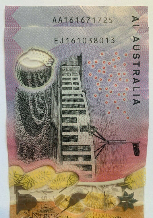 5 dollar note Australia 2016 AA/EJ Pair "161" beginning