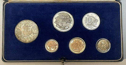 1966 Australian Proof Set Scarce Round 50c Fifty Cents Commonwealth Blue Case