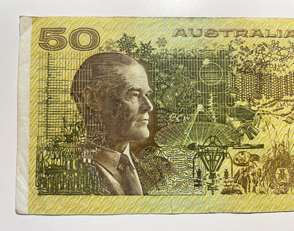 1979 Knight/ Stone $50 Fifty Dollars Australia YDF Prefix Paper Bank Note Circ