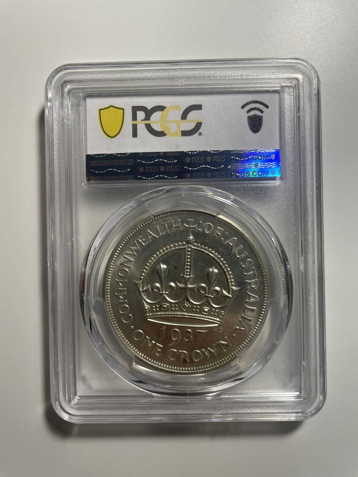 Australia 1937 Crown PCGS Graded MS63 CHU Five Shillings 5/- Large Coin KgVI