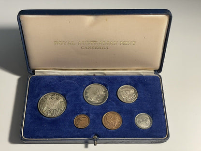 1966 Australian Proof Set Scarce Round 50c Fifty Cents Commonwealth Blue Case