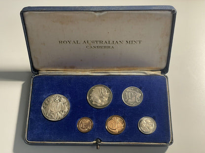 1966 Australian Proof Set Scarce Round 50c Fifty Cents Commonwealth Blue Case