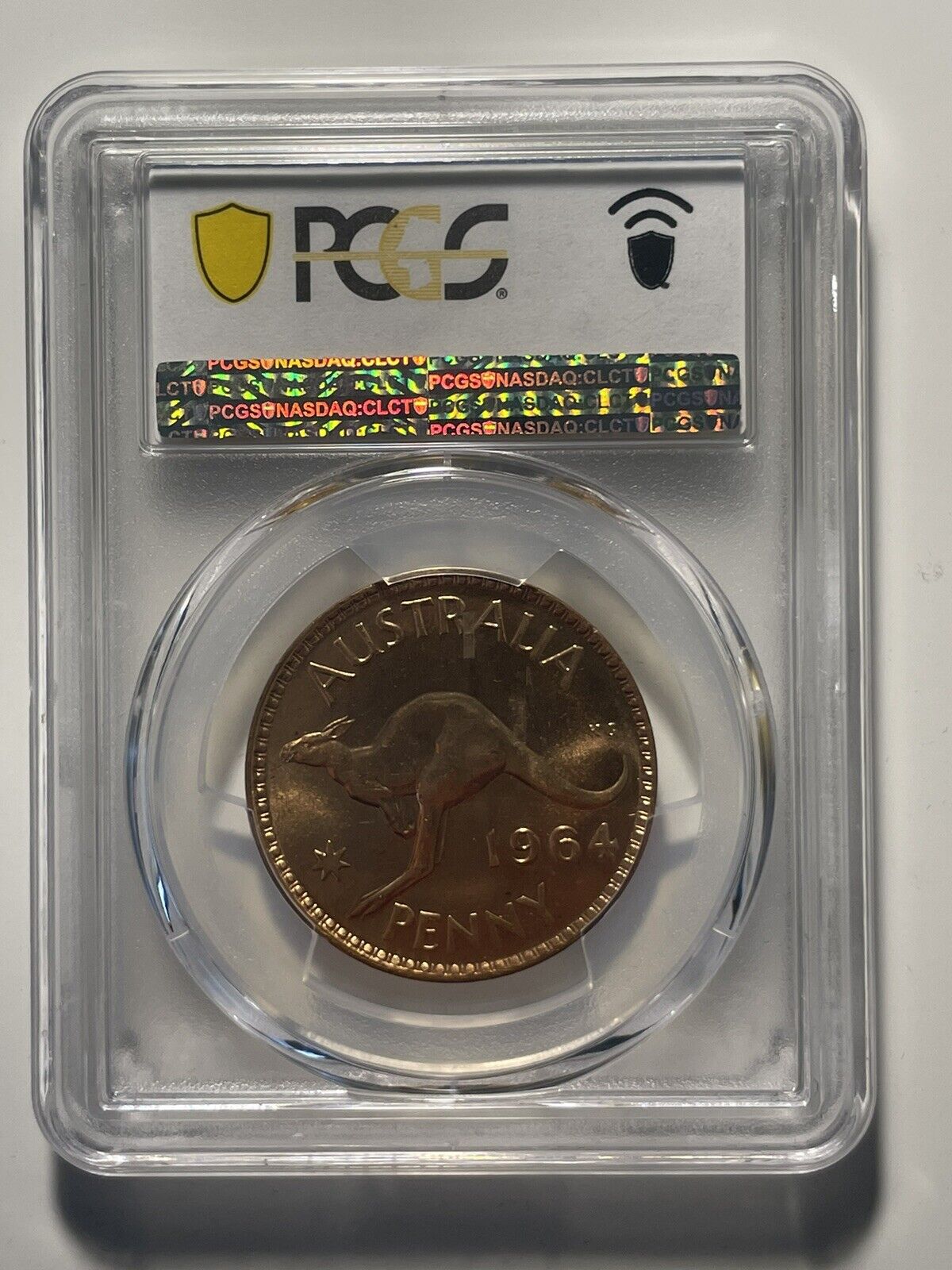 1964m Australia 1d One Penny Coin PCGS Graded MS65RD Red